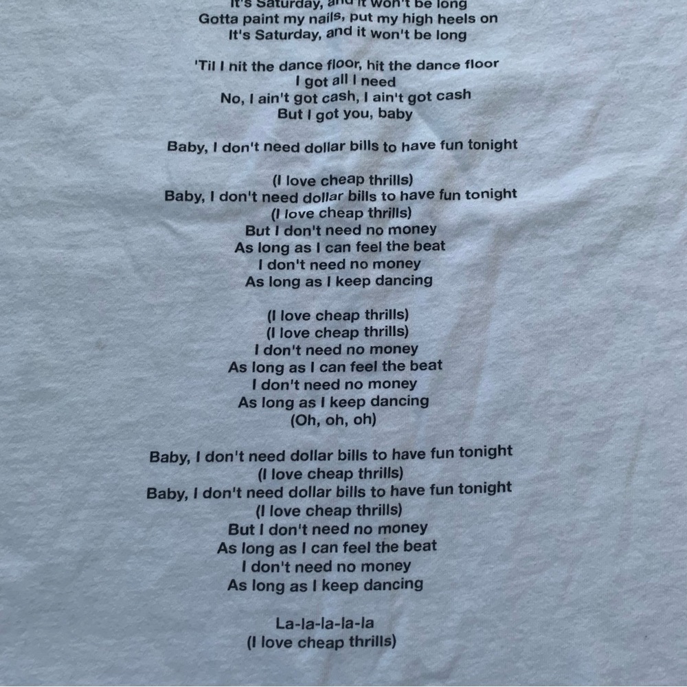 Zara White T-shirt Lyrics to by Sia Women’s Large Band Graphic Music RN 77302 - Picture 7 of 8